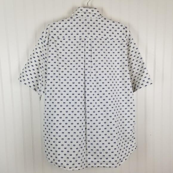 Peter Millar Mens Button Up Short Sleeve Collared Shirt Size XL Blue Crab Print - Picture 4 of 10